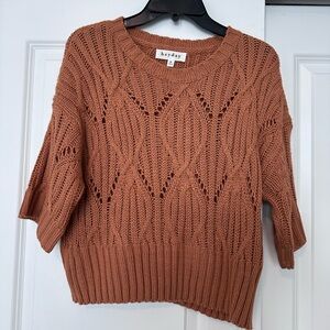 Heyday Brown Crew Neck Short Sleeve Sweater